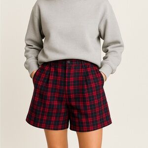 Cenza vintage Plaid Women's pleated high rise Shorts size‎ 6